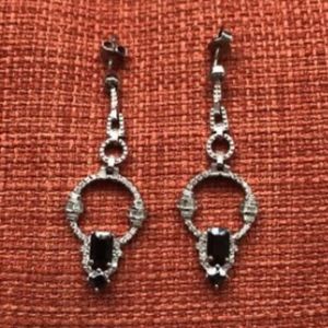 Black Onyx & Diamond White Gold Drop Earrings